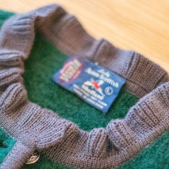 Vintage Kenneth Gordon New Orleans 100% Wool Emerald Green Sweater Jacket Size L - Picture 13 of 16